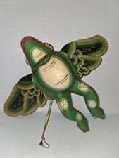 Vintage Balinese Hand Made Folk Art Flying Green Frog Hang Mobile Spirit Chaser 