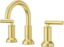 Capistrano Brushed Gold Bathroom Sink Faucet Widespread 3 Hole Double Handle NSF