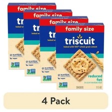  4 pack Triscuit Reduced Fat Whole Grain Wheat Crackers, Vegan Snack Crackers