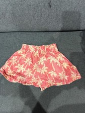 Zara Girls 4 Years Pink Paperbag Shorts Palm Tree Print Elastic Waist Drawstring