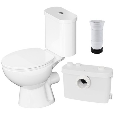 500W Upflush Macerating Toilet System Dual Flush for Basement with 4 Water Inlet
