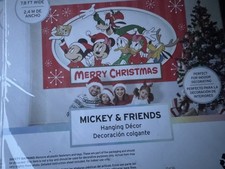 DISNEY 6029573 MICKEY  FRIENDS HANGING DECOR MERRY CHRISTMAS 8x4' - NEW 