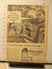 newspaper ad 1944 PHILLIPS milk of magnesia bottle tablets football helmet