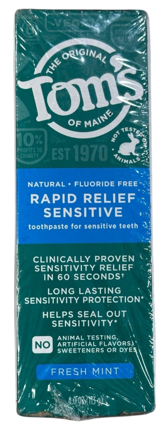 Tom's of Maine Rapid Relief Sensitive Toothpaste, Fresh Mint, Exp 7/26