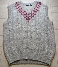 Brian MacNeil VTG Wool Cable Knit Sweater Vest Fair Isle Patterned V Neck 2X/T
