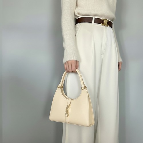 GUCCI Jackie Shoulder Bag Beige Leather