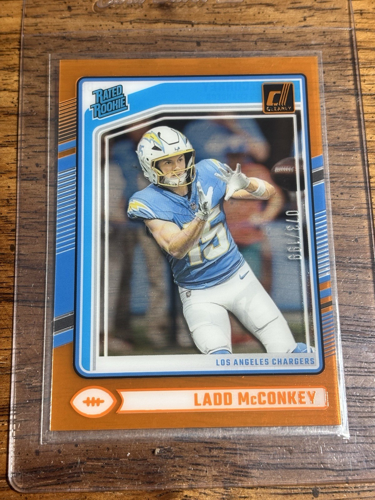 2024 Panini Clearly Donruss Rated Rookie Ladd McConkey #66 Orange /199 (RC)