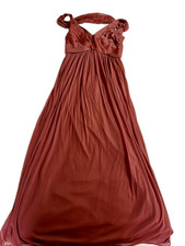 David's Bridal Bridesmaid Dress Womens 2 Rust Burnt Orange Pleated Sleeveless