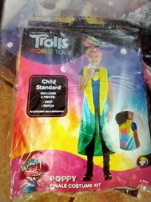 Trolls World Tour Poppy Finale Costume Kit  Child Standard Size, Up to Size 10!