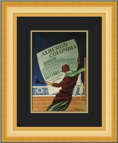 Leonetto Cappiello Albergo Coulmbia Custom Framed Print - product listing photo