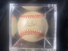 "CLEM LABINE" - BROOKLYN DODGER -  AUTOGRAPHED BASEBALL  W/CUBE - EXC
