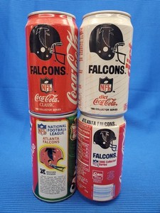 Lot of 4 - Vintage Coca-Cola, Canada Dry ATLANTA FALCONS - 12oz Soda Cans