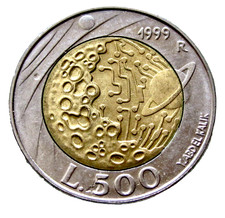 SAN MARINO 1999 500 LIRAS, Exploración - Superficie de la Luna, ondas de radio y Saturno