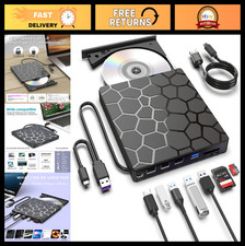 8-in-1 USB 3.0  Type-C External CD DVD Drive Burner for PC, Laptop, Mac, Window