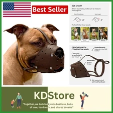 Adjustable Leather Dog Muzzle for Training – Anti-Bark for Pit Bulls & Staffies