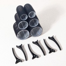 Jumbo Hair Curlers Set of 12 (Self Grip Rollers + Clips Salon Quality)..