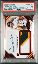 TOPPS TIER ONE AUTOGRAPHED TIER ONE RELICS JUMBO RELICS JACOB WILSON 3/10 PSA 7