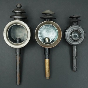 3x Antique Coachman Lamp IN Unrestaurierten Original Condition Um 1900 1.109EH