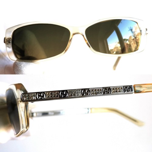 occhiali da sole GUCCI GG3002 sunglasses clear silver rhinestones gkz vintage 90 - Foto 3 di 12