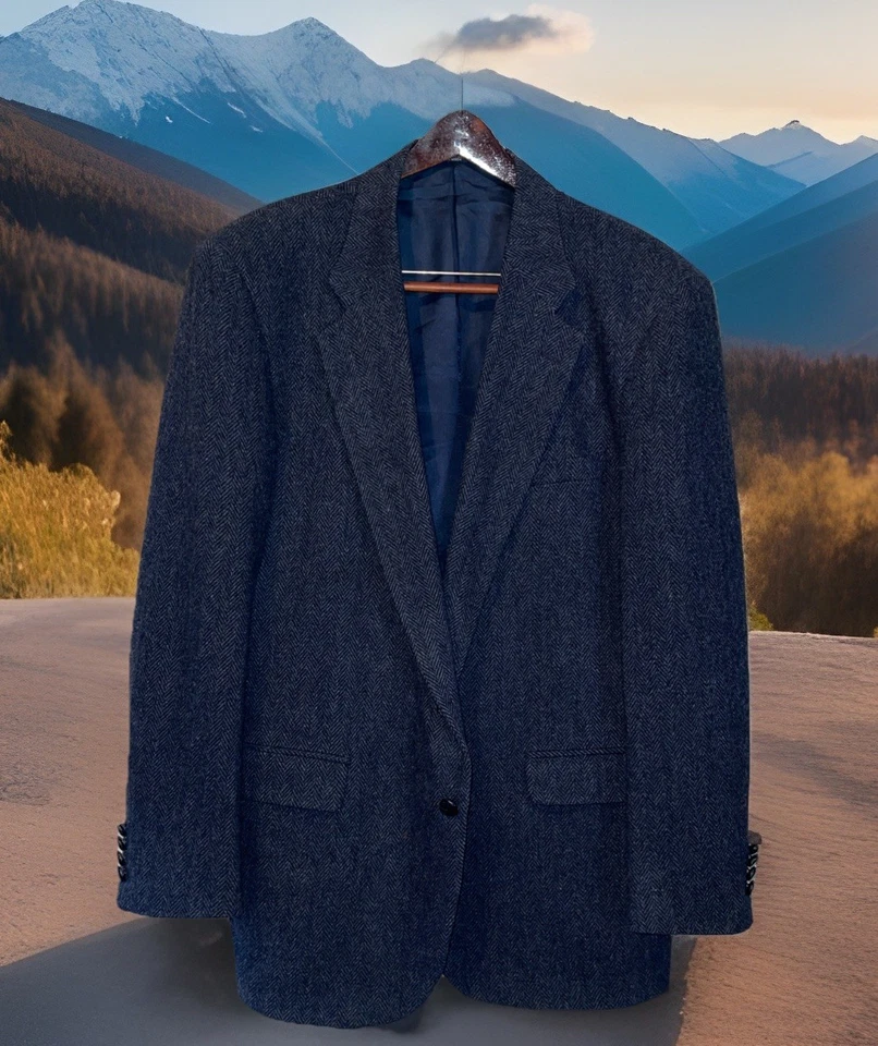 Blazer Woolrich Hombre 44L Gris Espiga Tweed Land Man Yellowstone Foto 2 de 4