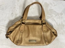 Cole Haan Village Satchel Handbag Pebbled Leather - Gold