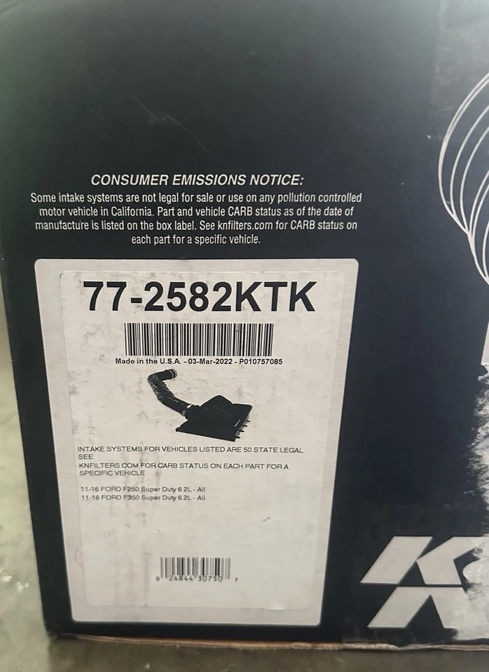 Entrada de aire frío K&N 77-2582KTK para Ford F250 F350 SuperDuty 2011-2016 6,2 L gasolina Foto 2 de 2