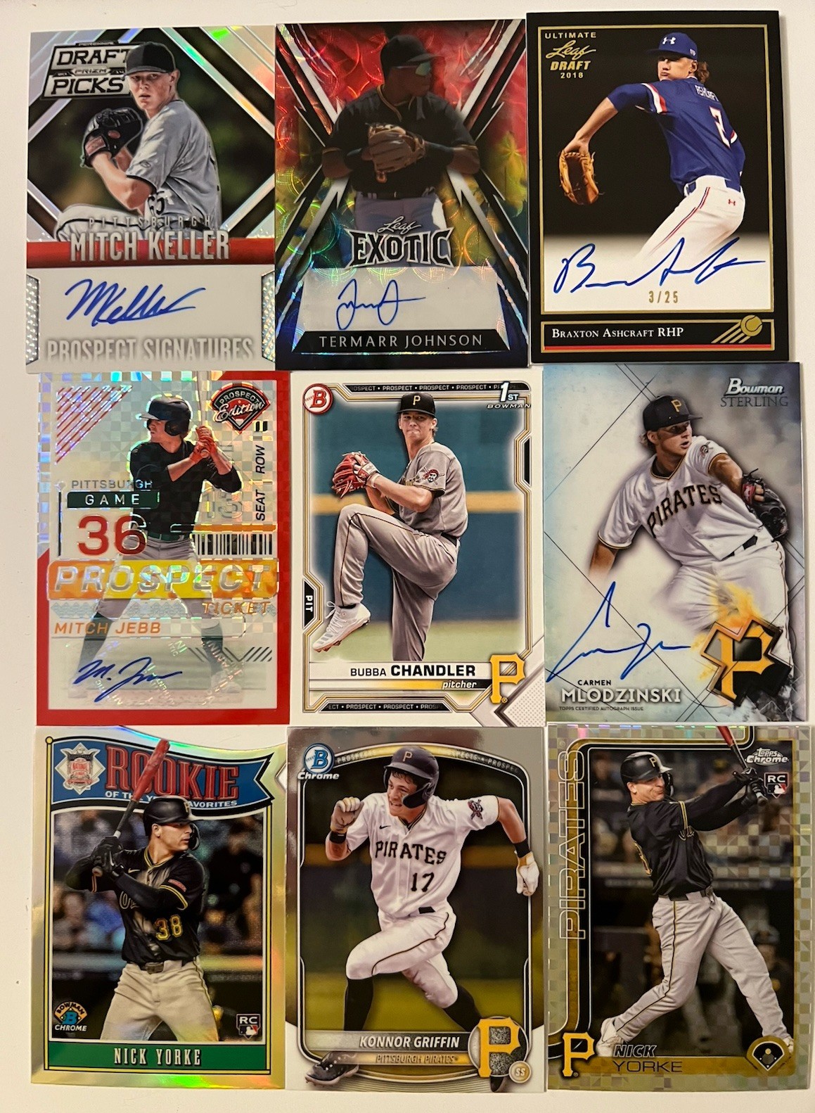 Pittsburgh Pirates Lot 5 AUTO Griffin Ashcraft Chandler KELLER Mlodzinski YORKE