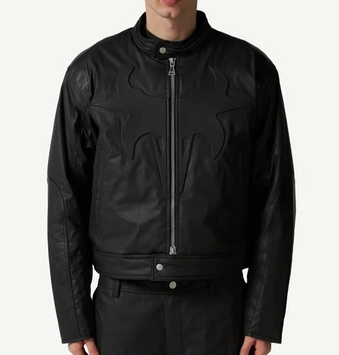 Jordan Cactus Jack Men’s XL Black Leather Jacket Full Zip Band Collar image 2