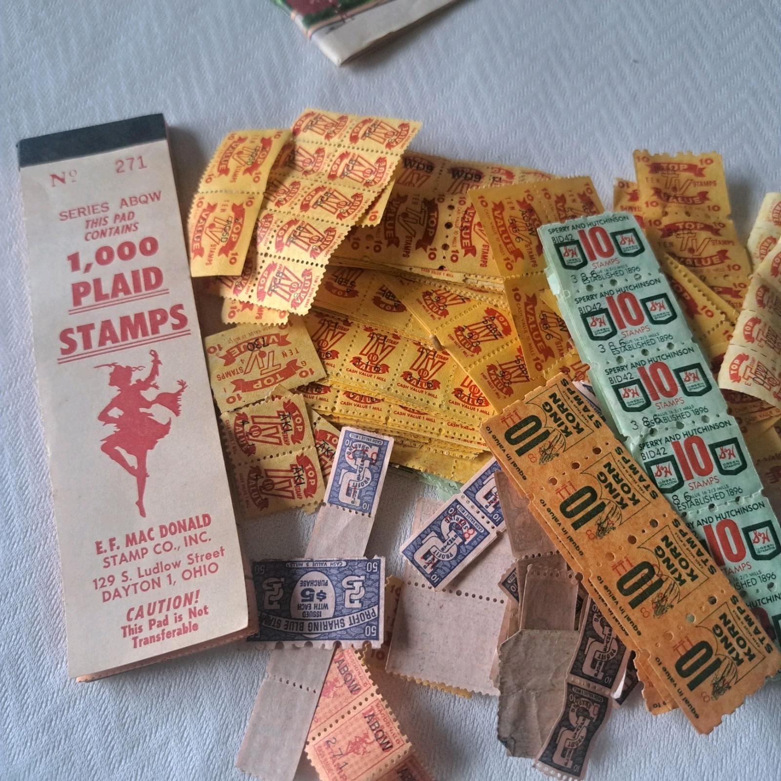 Vintage S&H Green Stamps Plaid Stamps Gold Bond Top Value  Huge Lot