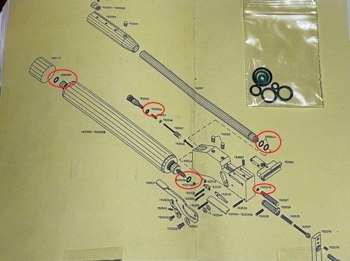 CM Morini Pistol o'ring seals set / Service kit 162Ei / 162Mi / 162E & Cylinder - Afbeelding 2 van 7