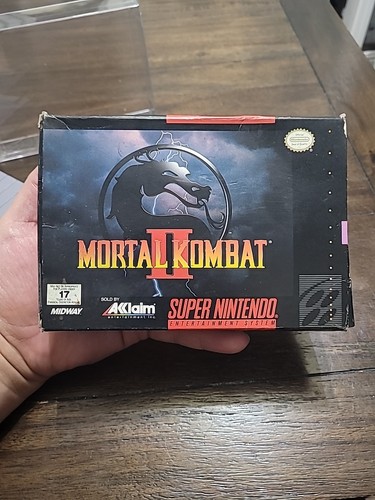 Tested! SNES Mortal Kombat II Rated 17+ Original Box With Game And Plastic Case - Picture 7 of 21