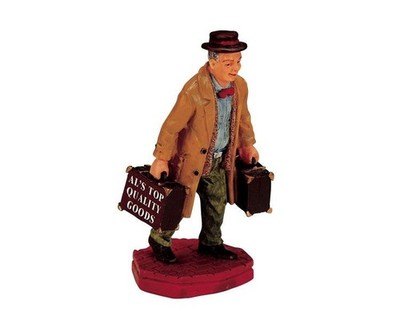 LEMAX 2002 CHRISTMAS VILLAGE HOUSE ACCESSORIES - TRAVELING SALESMAN FIG #22567A