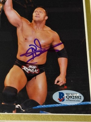 The Rock Signed Framed Matted WWF Champion 4x6 Photo WWE Dwayne