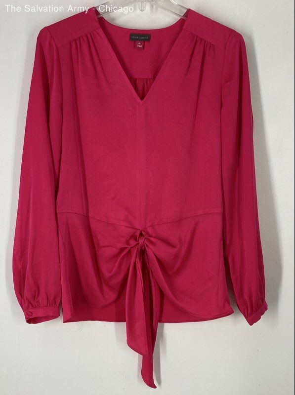 Vince Camuto Womens Pink Long Sleeve V-Neck Blouse Top Size X-Small