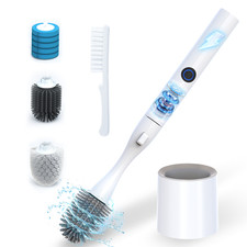 Electric Toilet Brush Holder Set Nylon  Silicone Brushes Motorized Scrubber