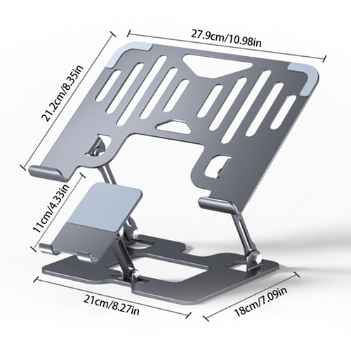 Foldable Laptop Stand Height Adjustable Ventilated Design Phone Mount Holder - Afbeelding 8 van 10