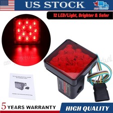 Red Lens 12-led Brake Light Trailer Hitch Cover Fit Towing Hauling 2 Size Red Lens 12-led Brake Light Trailer Hitch Cover Fit Towing Hauling 2 Size