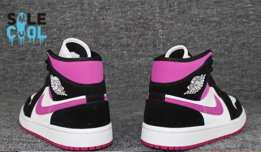 Nike Air Jordan Retro 1 Mid Cactus Flower Pink Black Women's Shoes