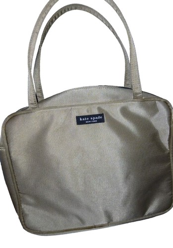 Kate Spade New York Womens Square Zip Up Top Handle Handbag Purse Tan/Gold