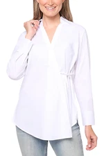 Studio Park x Leah Williams Woven Collared Wrap Shirt White