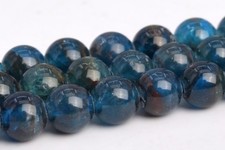 5MM Genuine Natural Dark Blue Apatite Grade AA Round Gemstone Loose Beads 15"