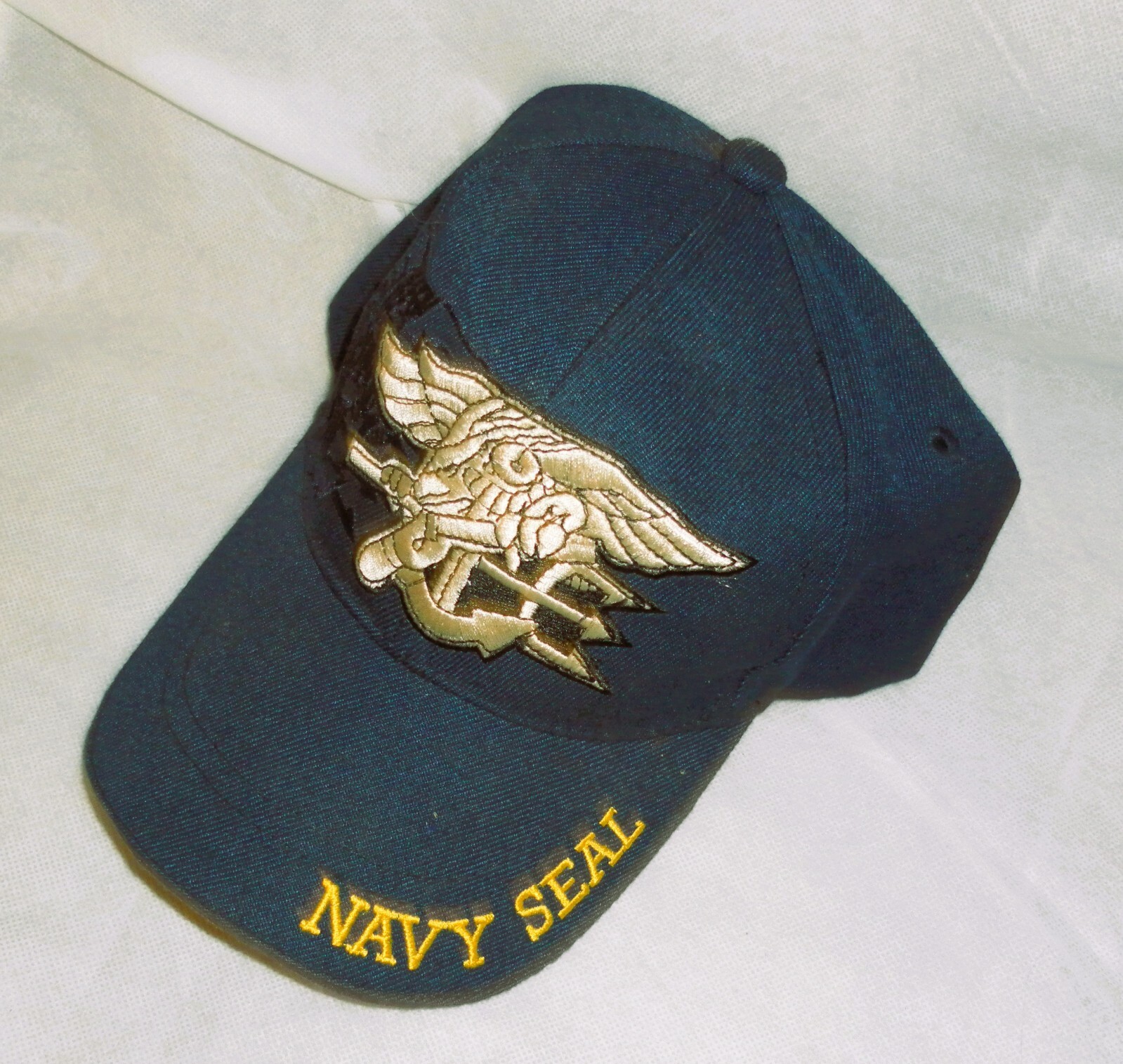 Navy Seal Adjustable Snapback Cap with Embroidered Logo on Bill and Back