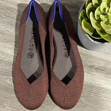 Rothys round truffle python size 8 brown flat shoes