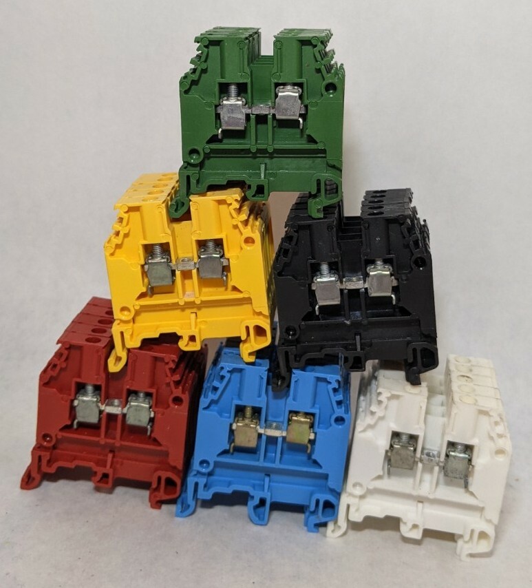 (30) Entrelec M4/6 Terminal Blocks Various Colors