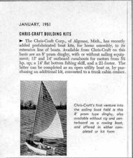 1951 Magazine Photo Chris-Craft Boat Kits Pram Type Dinghy Sailboats