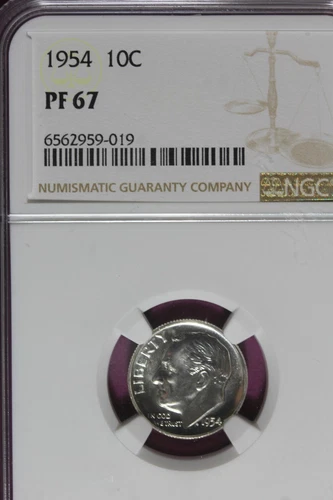 1954 - NGC 10C PF67 ROOSEVELT DIME #B47669