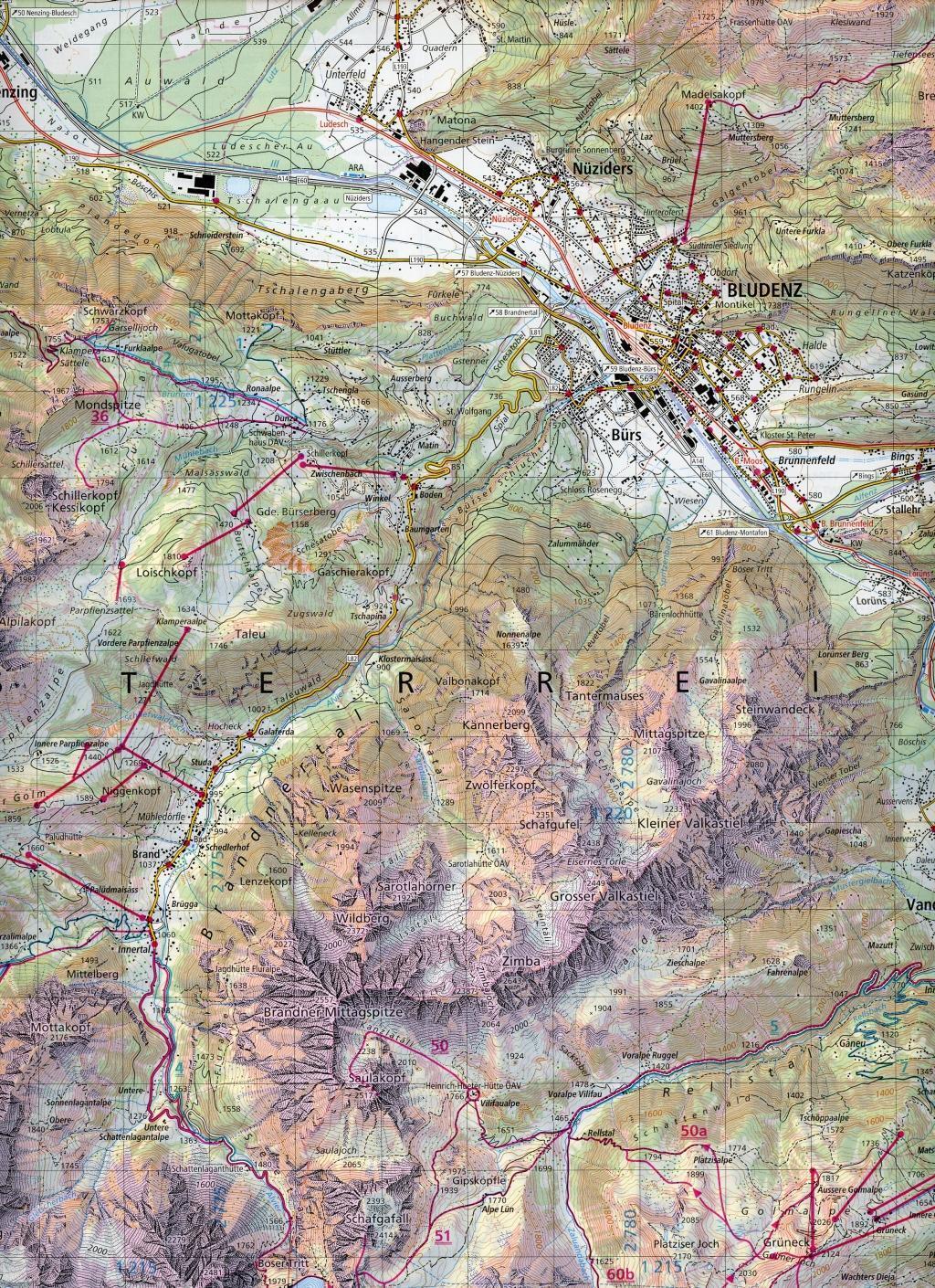 Thumbnail - Swisstopo 1 : 50 000 Montafon Ski (land-)karte Swisstopo 1 : 50 000