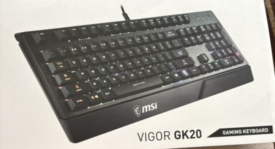 MSI Vigor GK20 GAMING Keyboard, Water Repellent, Static Multi-Color Backlit Keys
