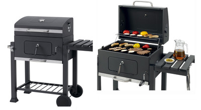 Deluxe Louisiana Holzkohle BBQ Grill Smoker Stahlwagen mit Ablagen & Rollen