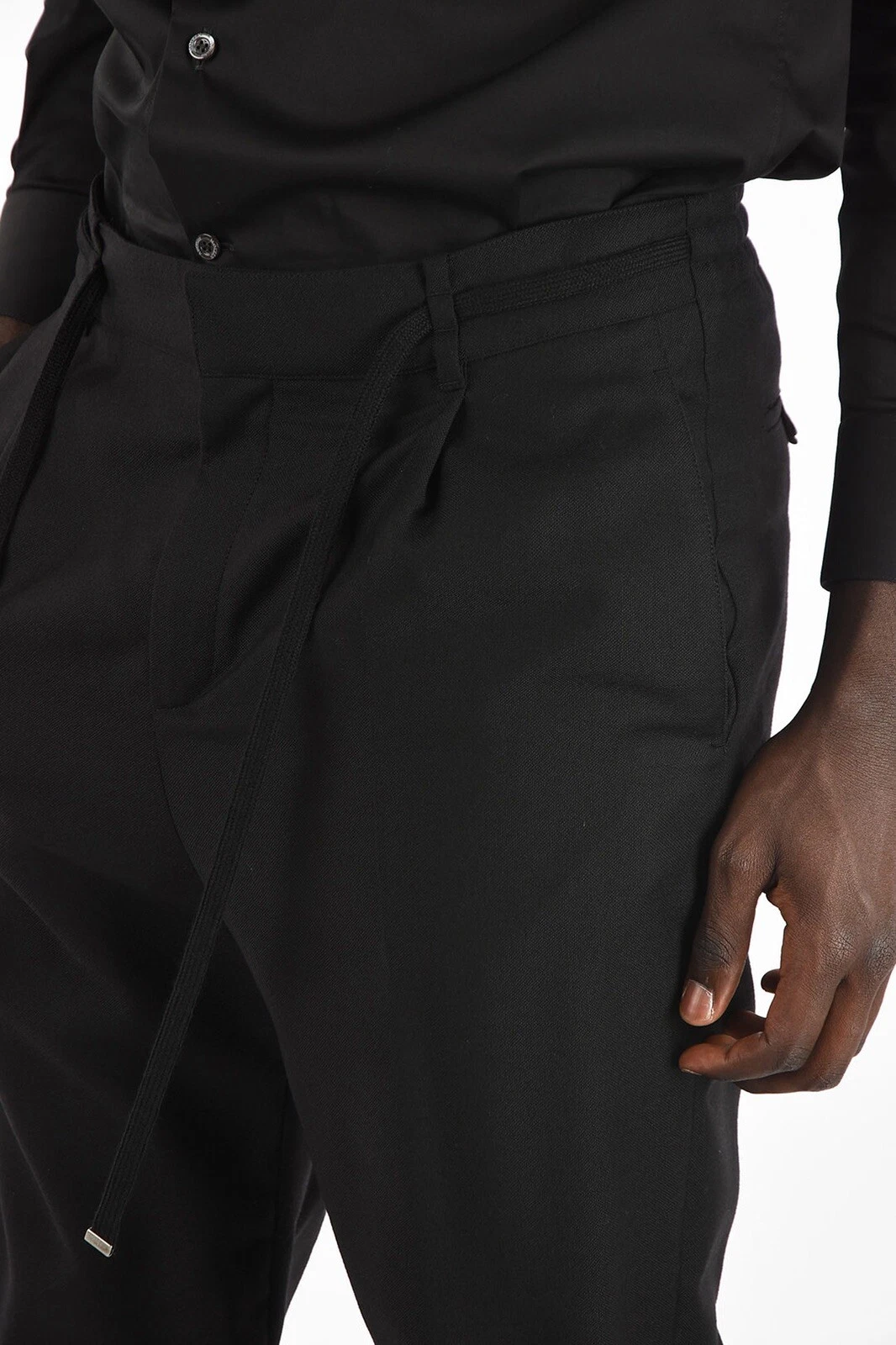 SAINT LAURENT (YSL) Pantaloni da jogger nuovi con etichette Saint Laurent lana nera affusolata con cordino 52 EU 36US $995 00